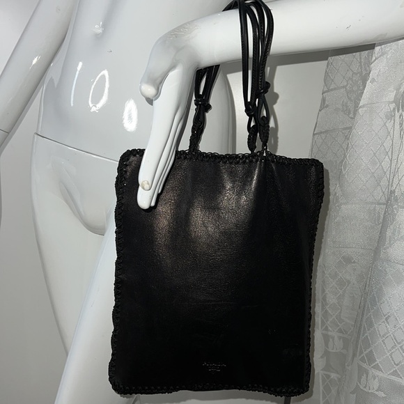 Prada Handbags - Prada Leather And Crochet Small Tote Bag